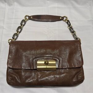 Coach Kristen 14225 Brown Leather Shoulder Bag with Gold and Black Hardware